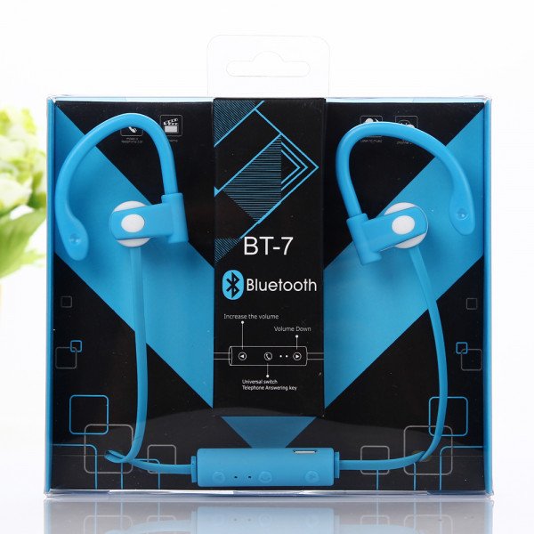 Wholesale Ear Hook Wireless Bluetooth Stereo Sports Headset BT7 (Blue)